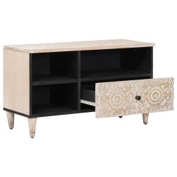 vidaXL TV-kast Wit 80 x 33,5 x 46 cm Massief Mango Hout