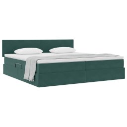 vidaXL Opslag bed met hoofdeinde Donkergroen 200 x 200 cm Fluweel