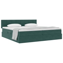 vidaXL Opslag bed met hoofdeinde Donkergroen 200 x 200 cm Fluweel
