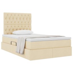 vidaXL Opslag bed met matras met hoofdeinde Crème 120 x 190 cm Stof