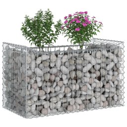 vidaXL Gabion Verhoogd Bed Zilverkleurig