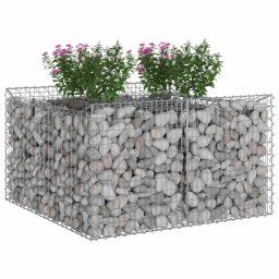 vidaXL Gabion Verhoogd Bed Zilverkleurig