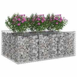vidaXL Gabion Verhoogd Bed Zilverkleurig