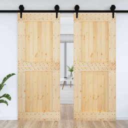 vidaXL Deur NARVIK Naturel 90 x 210 cm Massief Grenenhout