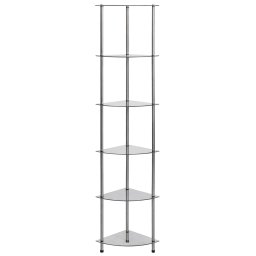 vidaXL Kastje 6-laags 30x30x160 cm gehard glas transparant