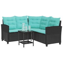 vidaXL Tuinbank 2 st 5-Aantal zitplaatsen Zwart en Turquoise Poly riet