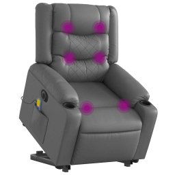 vidaXL Sta-op-massagestoel elektrisch kunstleer grijs