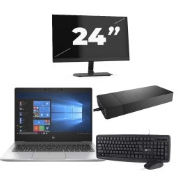 HP EliteBook 735 G6 - AMD Ryzen 5 PRO 3500U - 13 inch - 8GB RAM - 256GB SSD - Windows 10 + 1x 24 inch Monitor