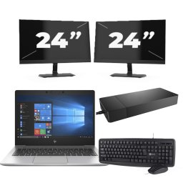 HP EliteBook 735 G6 - AMD Ryzen 5 PRO 3500U - 13 inch - 8GB RAM - 256GB SSD - Windows 10 + 2x 24 inch Monitor