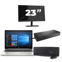 HP ProBook 455R G6 - AMD Ryzen 5 3500U - 15 inch - 8GB RAM - 256GB SSD - Windows 10 Home + 1x 23 inch Monitor