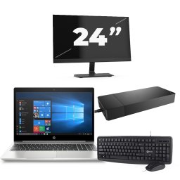 HP ProBook 455R G6 - AMD Ryzen 5 3500U - 15 inch - 8GB RAM - 256GB SSD - Windows 10 Home + 1x 24 inch Monitor