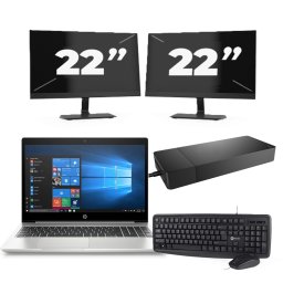HP ProBook 455R G6 - AMD Ryzen 5 3500U - 15 inch - 8GB RAM - 256GB SSD - Windows 10 Home + 2x 22 inch Monitor