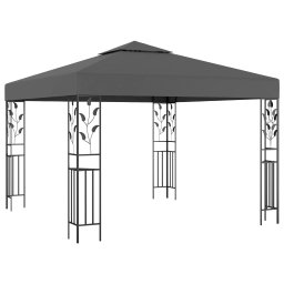 vidaXL Prieel met LED-lichtslinger 3x3 m antracietkleurig
