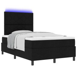 vidaXL Boxspring bed met LED-stripverlichting Zwart 120 x 200 cm Stof