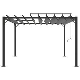 vidaXL Prieel met lamellendak 3x3 m stof en aluminium antracietkleurig