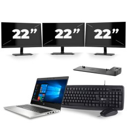 HP ProBook 430 G7 - Intel Core i5-10e Generatie - 13 inch - 8GB RAM - 256GB SSD - Windows 11 + 3x 22 inch Monitor