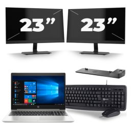 HP ProBook 450 G6 - Intel Core i5-8e Generatie - 15 inch - 8GB RAM - 256GB SSD - Windows 11 + 2x 23 inch Monitor