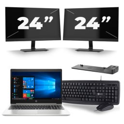 HP ProBook 450 G6 - Intel Core i5-8e Generatie - 15 inch - 8GB RAM - 256GB SSD - Windows 11 + 2x 24 inch Monitor
