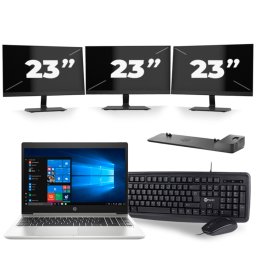 HP ProBook 450 G6 - Intel Core i5-8e Generatie - 15 inch - 8GB RAM - 256GB SSD - Windows 11 + 3x 23 inch Monitor