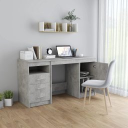 vidaXL Bureau 140x50x76 cm bewerkt hout betongrijs