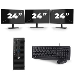 HP ProDesk 400 G2.5 SFF - Intel Core i3-4e Generatie - 8GB RAM - 256GB SSD - Windows 10 + 3x 24 inch Monitor