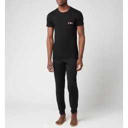 Emporio Armani - Maat M - Bold Monogram Short Sleeve Mannen Pyjamashirt - Black