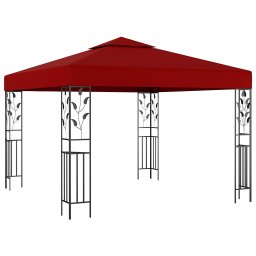 vidaXL Prieel met LED-lichtslinger 3x3 m wijnrood