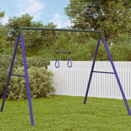 vidaXL Trapezestang en ringen voor kinderen staal blauw en donkergroen