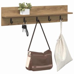 vidaXL Wandgemonteerde kapstok Muurmontage Artisan Eiken Bewerkt hout