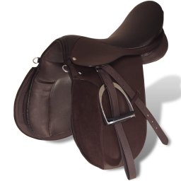 vidaXL Echt lederen paardrijzadel 17,5" 18 cm (5-in-1 set, bruin)