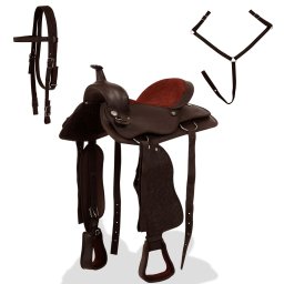 vidaXL Western zadel, hoofdstel en borstriem 16" echt leer bruin