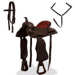 vidaXL Western zadel, hoofdstel en borstriem 17" echt leer bruin