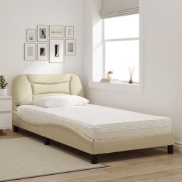 vidaXL Bed met matras "Hvar" stof crèmekleurig 100x200 cm