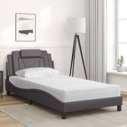 vidaXL Bed "Viana" met matras kunstleer grijs 100x200 cm