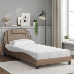vidaXL Bed "Viana" met matras kunstleer cappuccinokleurig 100x200 cm