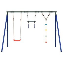 vidaXL Schommelset met schommel, trapeze en klimtouw met schijven