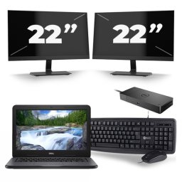 Dell Latitude 3310 - Intel Core i3-8e Generatie - 13 inch - 8GB RAM - 256GB SSD - Windows 11 + 2x 22 inch Monitor