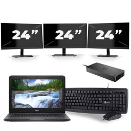 Dell Latitude 3310 - Intel Core i3-8e Generatie - 13 inch - 8GB RAM - 256GB SSD - Windows 11 + 3x 24 inch Monitor
