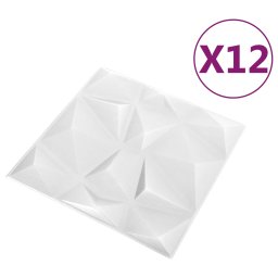 vidaXL Wandpanelen 12 st 50 x 50 cm Diamant Wit XPS Schuim