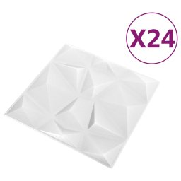 vidaXL Wandpanelen 24 st 50 x 50 cm Diamant Wit XPS Schuim