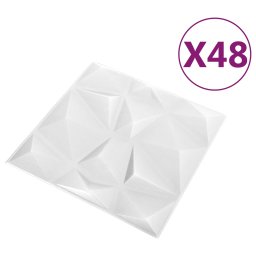 vidaXL Wandpanelen 48 st 50 x 50 cm Diamant Wit XPS Schuim