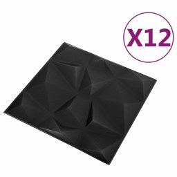 vidaXL Wandpanelen 12 st 50 x 50 cm Diamant Zwart XPS Schuim