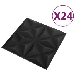 vidaXL Wandpanelen 24 st 50 x 50 cm Origami Zwart XPS Schuim