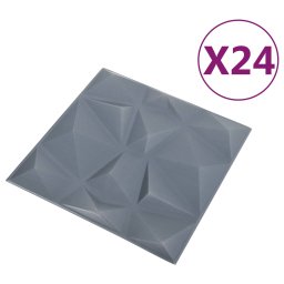 vidaXL Wandpanelen 24 st 50 x 50 cm Diamant Grijs XPS Schuim
