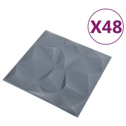 vidaXL Wandpanelen 48 st 50 x 50 cm Diamant Grijs XPS Schuim