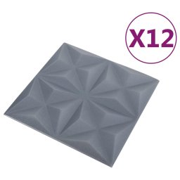 vidaXL Wandpanelen 12 st 50 x 50 cm Origami Grijs XPS Schuim