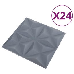 vidaXL Wandpanelen 24 st 50 x 50 cm Origami Grijs XPS Schuim