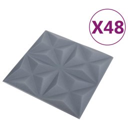 vidaXL Wandpanelen 48 st 50 x 50 cm Origami Grijs XPS Schuim