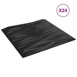 vidaXL Wandpanelen 24 st 50 x 50 cm Zwarte Steen XPS Schuim