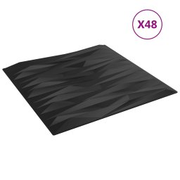 vidaXL Wandpanelen 48 st 50 x 50 cm Zwarte Steen XPS Schuim